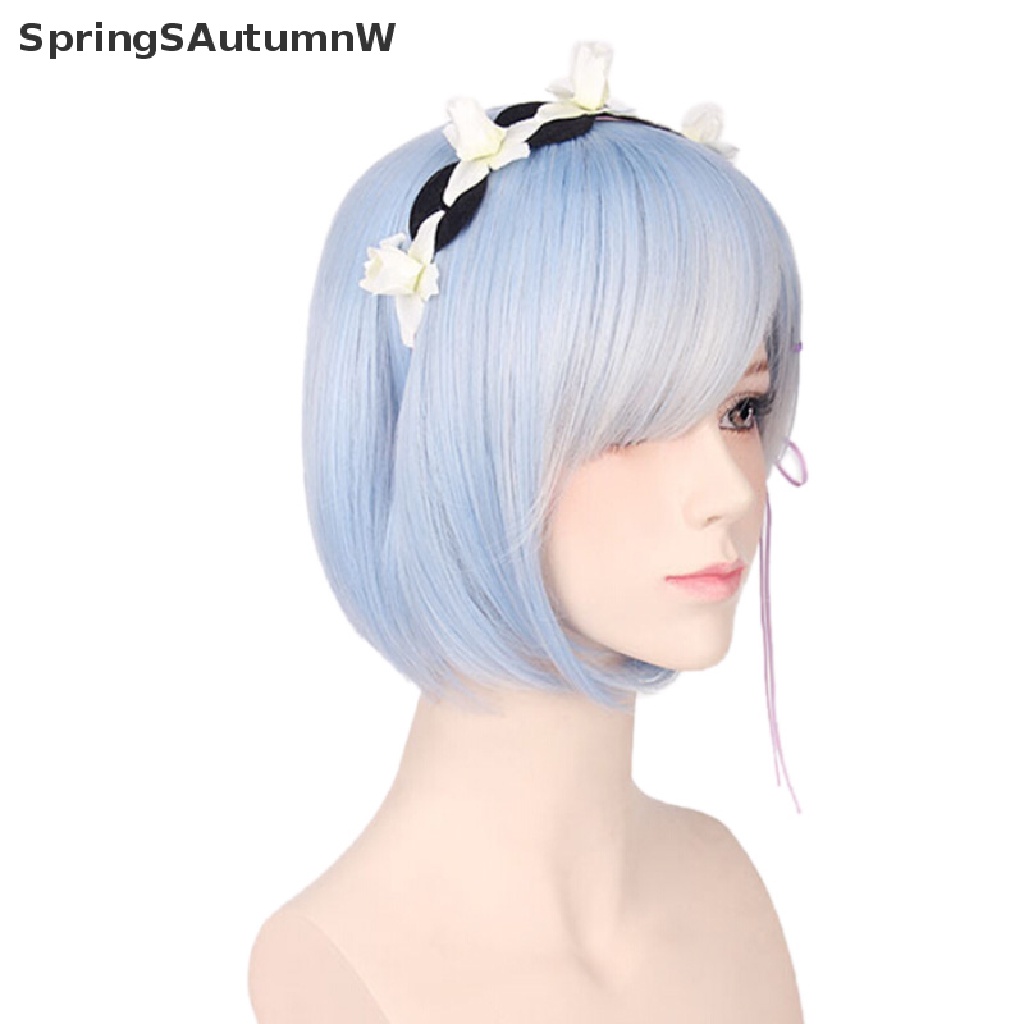 Bộ tóc giả hóa trang Hajimeru Isekai Seikatsu Rem màu xanh dương + hồng hàng mới