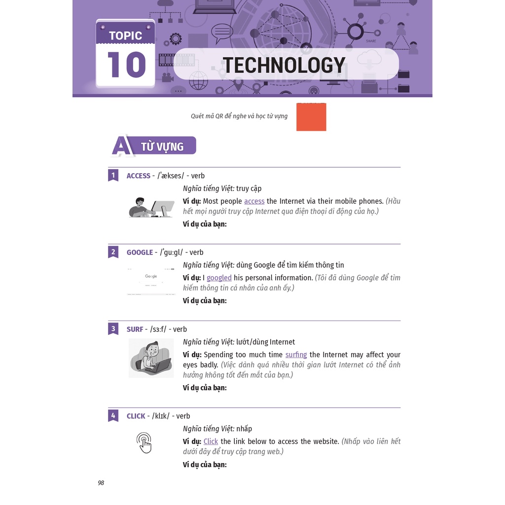 Sách 1001 Từ vựng tiếng Anh thông dụng cho kỳ thi Vstep (B1), IELTS (band 4.5), TOEIC 450, B1 Preliminary (PET), Aptis