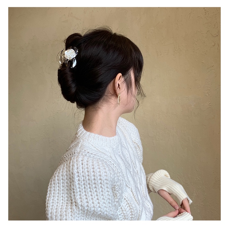 Kẹp Tóc Hình Hoa Hồng Trắng Lớn Phong Cách Hàn Quốc Dành Cho Nữ