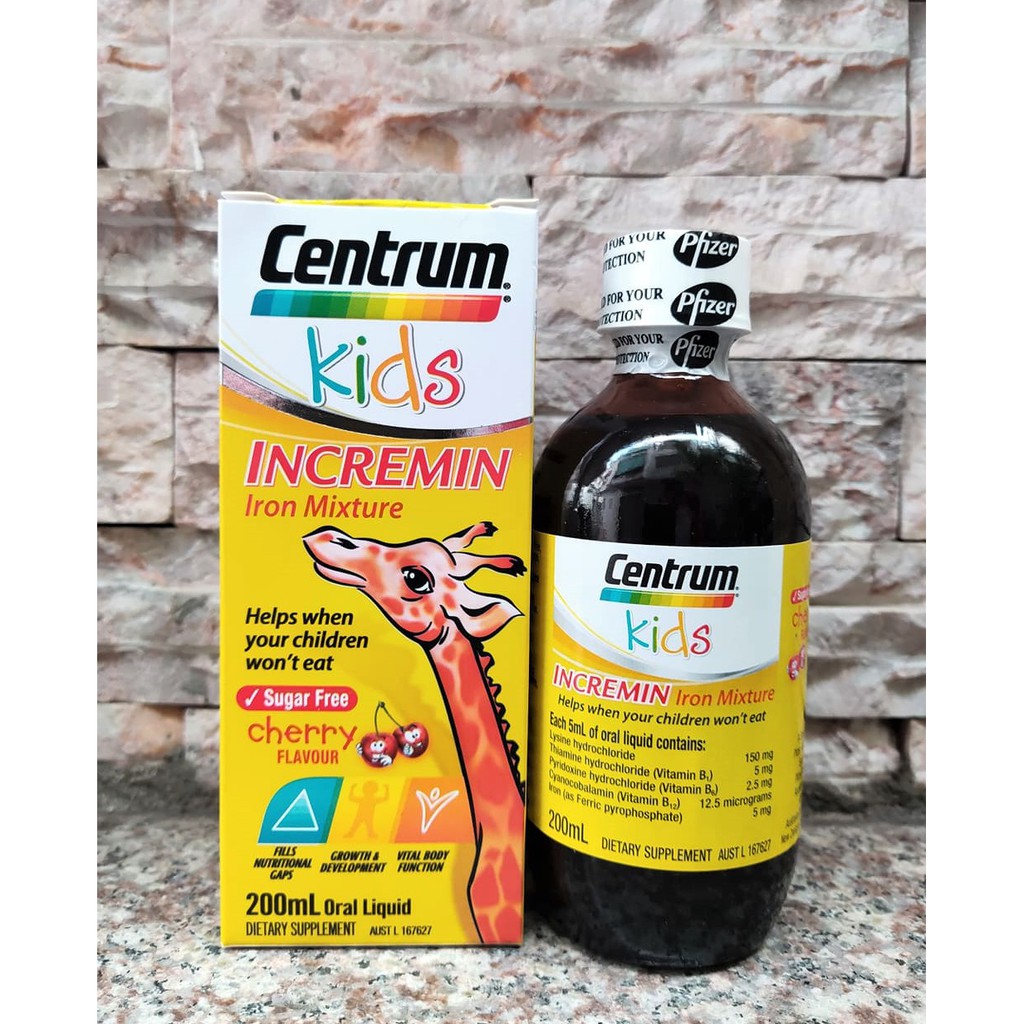 [Chính hãng Úc] Dành Cho Trẻ Biếng Ăn Siro Centrum Kids Incremin Iron Mixture Của Úc 200ml -Date mới