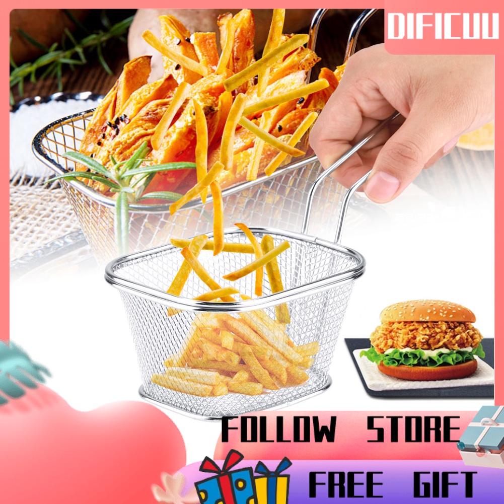 💗Hàng HOT💗Dificuu Rổ Lưới Inox Đựng Khoai Tây Chiên Tiện Dụng Rổ chiên mini bằng thép không gỉ Giỏ khoai tây chiên Giỏ đồ chiên Đồ dùng nhà hàng