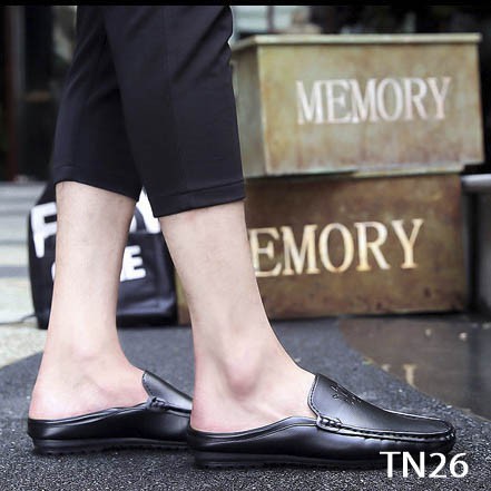 Giày da Nam cao cấp Kiểu Dáng Hở Gót Hot Trend 2018 [ Màu Đen - TN26 ]