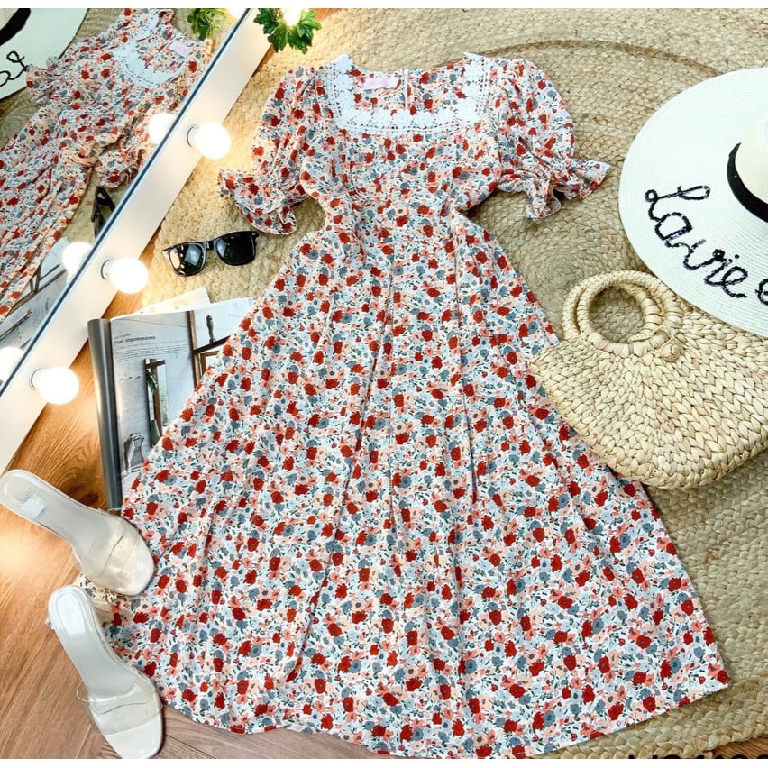 Maxi Hoa Cổ Viền Ren