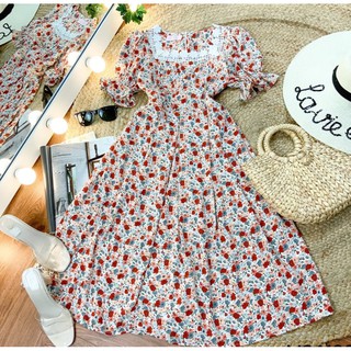 Maxi hoa cổ viền ren