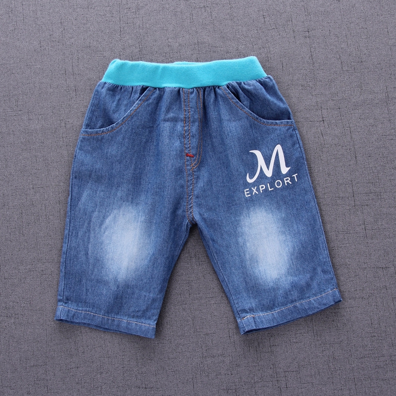 Two-piece denim shorts boys fashion and comfortable cotton polo cartoon car short-sleeved T-shirt + children