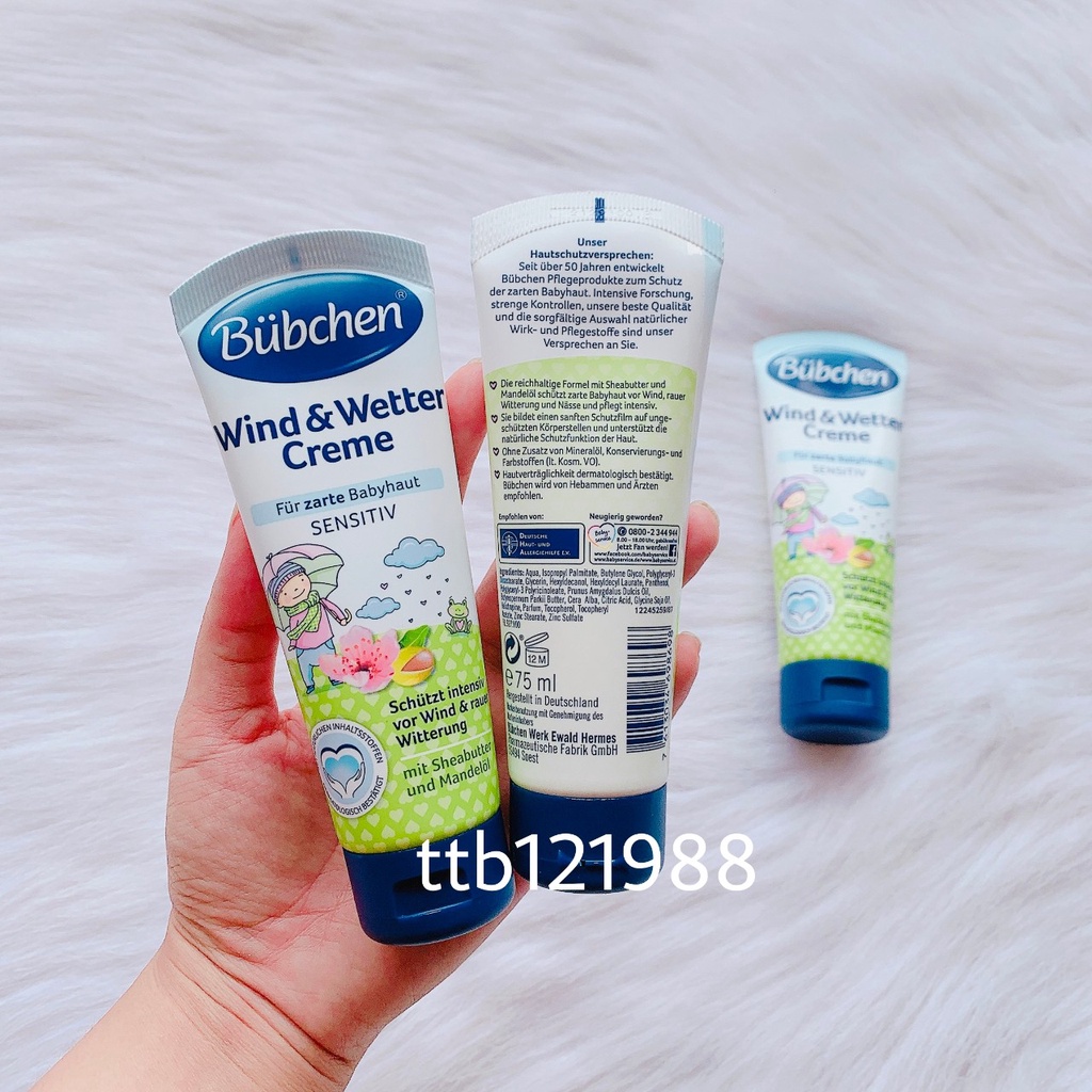 Kem Dưỡng Nẻ Bubchen Wind &amp; Wetter Creme 75ml Dạng Tuýp Dành Cho Bé