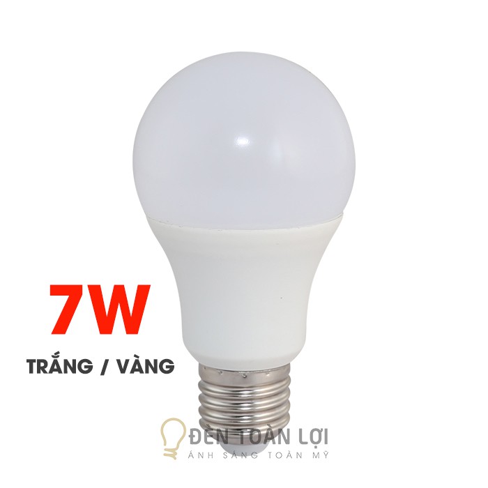 Bóng LED tròn trắng đục ánh sáng trắng, vàng 7W