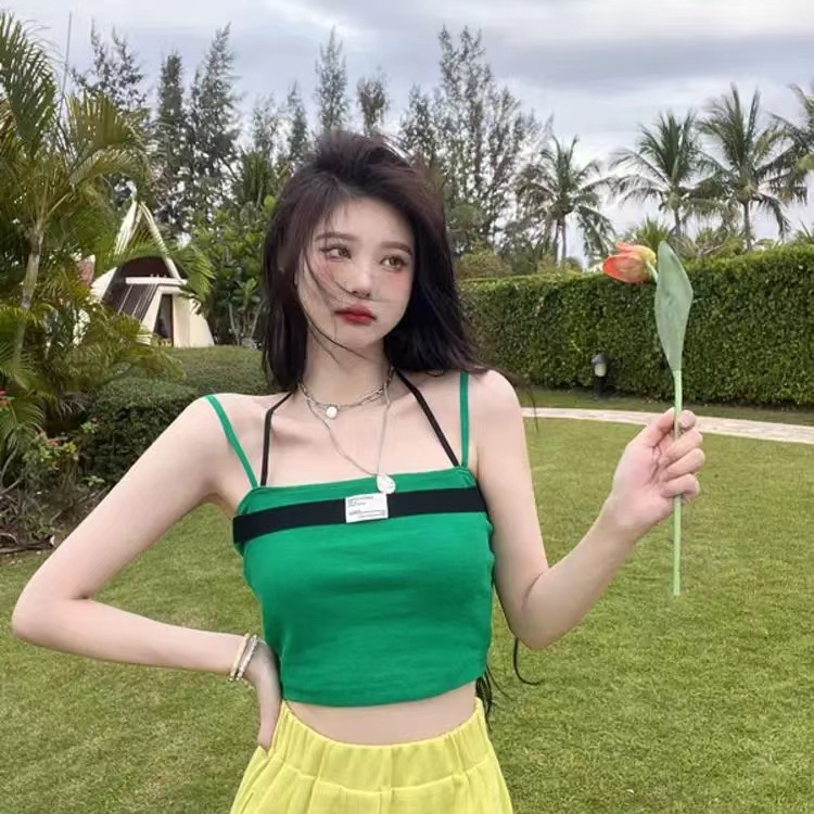 SUXI Áo Croptop Hai Dây Dáng Ôm Thời Trang Mùa Hè Dành Cho Nữ