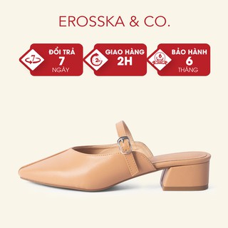 Dép cao gót Erosska mũi vuông phối dây quai mảnh cao 4cm màu bò - EL017