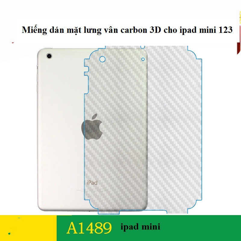 Miếng dán mặt lưng vân Carbon 3D cho iPad Mini 123 - Hàng nhập khẩu - H_Shop_VN