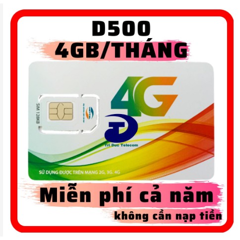 (Miễn phí 12 tháng) Sim 4G Viettel D500 - Mỗi Tháng có 4GB DATA tốc độ cao, Không Cần Nạp Tiền Hàng Tháng