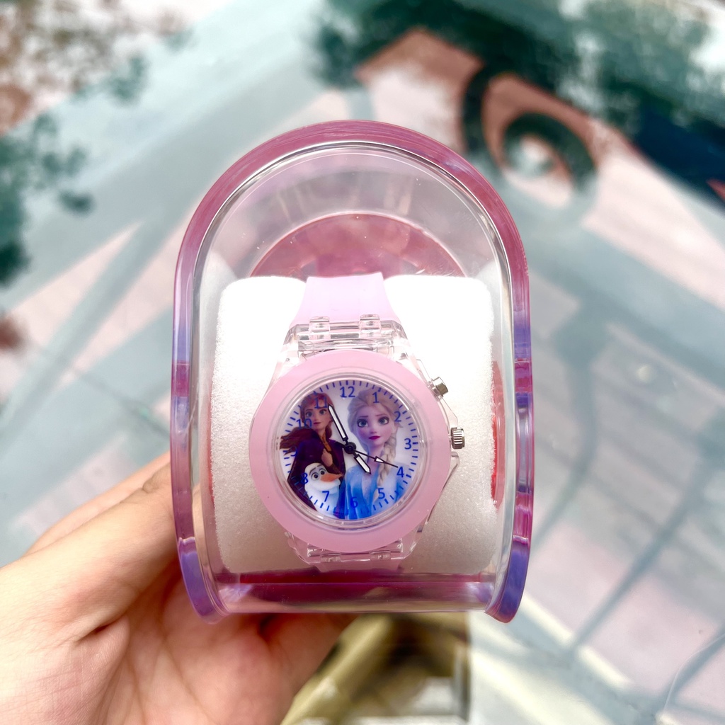 Đồng hồ elsa, kitty sofia cho bé gái, bé trai có đèn phát sáng