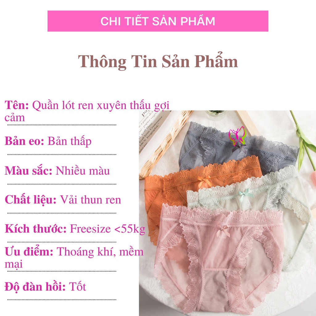 Quần lót nữ ren gợi cảm, trẻ trung, thoải mái, thoát mát (MS 03092) Anna Shop