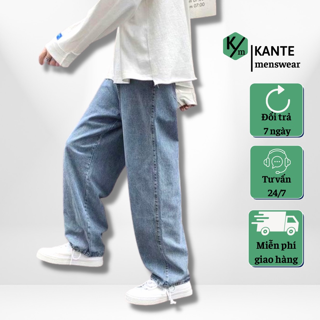 Quần jean nam KANTE dáng baggy ống rộng,suông UNISEX, phong cách trẻ trung co giãn 4 chiều