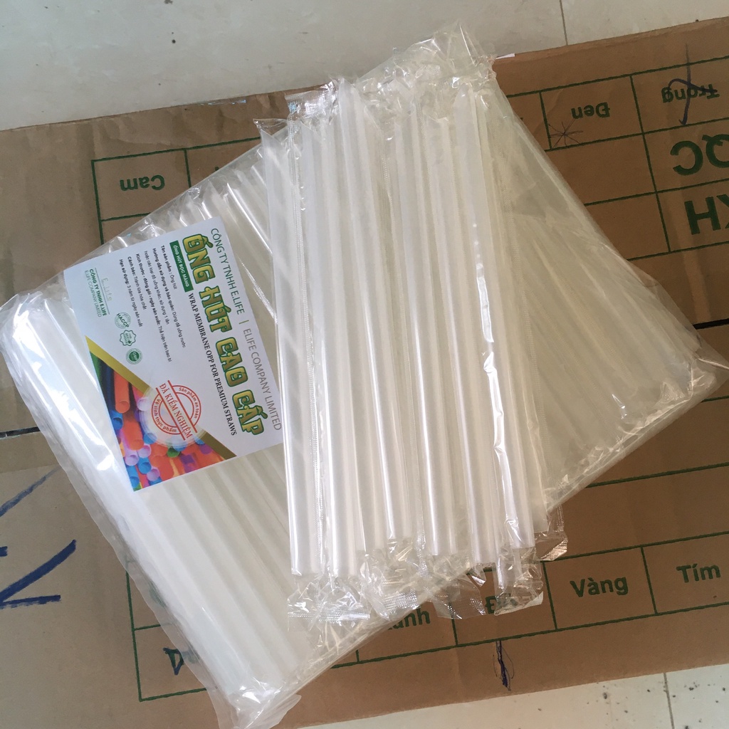 Ống Hút Trà Sữa Phi 6, 8 & Phi 12 Có Màng Bọc Từng Cây. Dùng Hút Sinh Tố, Trà Sữa, Trà Chanh, Coffee