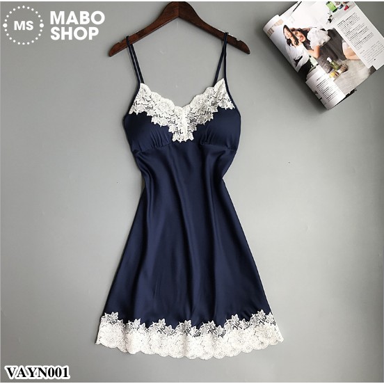 ( Mẫu mới 2020) Váy ngủ nữ lụa phối ren sexy VAYN001 cao cấp có mút nâng ngực | BigBuy360 - bigbuy360.vn