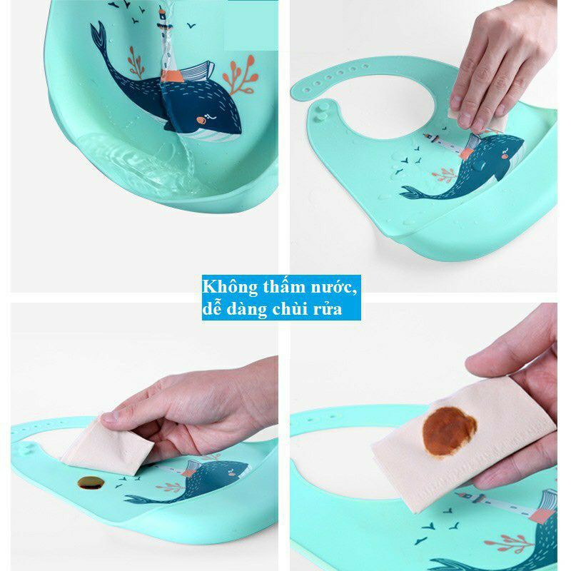 Yếm Ăn Dặm Cho Bé Silicon Mumbebe Cao Cấp Có Máng Chống Thấm Nước - Shop Mẹ Bí Đỏ
