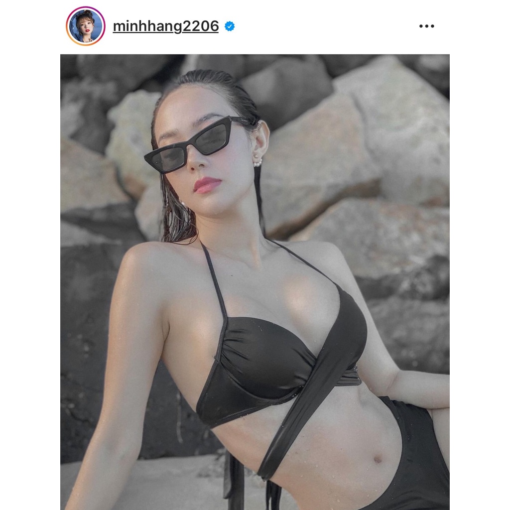 Bikini áo đệm dày nâng đẩy ngực buộc vạt chéo quần cạp cao G01Dai