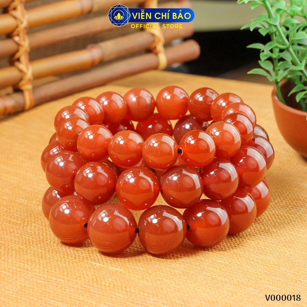 Vòng tay đá phong thủy đỏ mệnh hỏa chất liệu đá tự nhiên thời trang phụ kiện trang sức Viễn Chí Bảo V000019