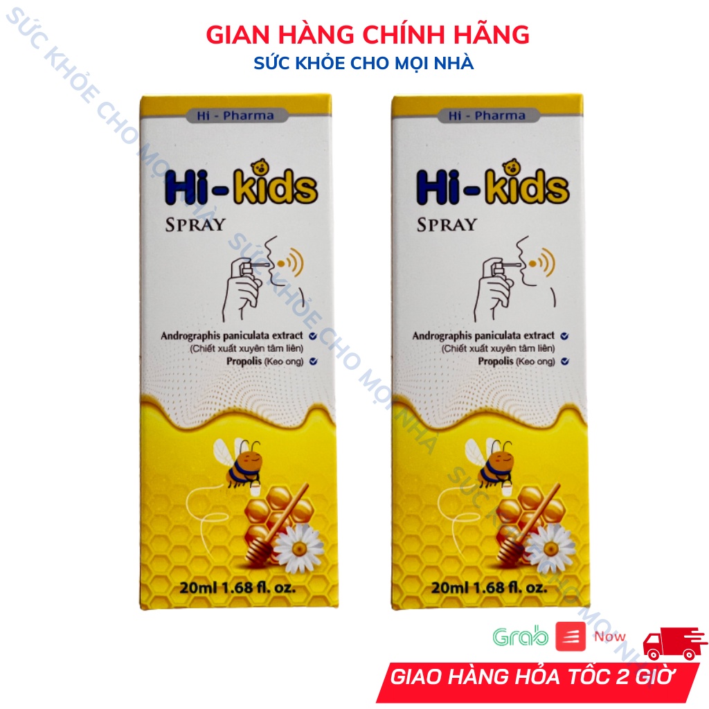 Xịt họng  Hi- Kids Spray  chiết xuất keo ong,xuyên tâm liên,giảm ho ngứa rát họng cho bé từ 1 tuổi.suckhoechomoinha