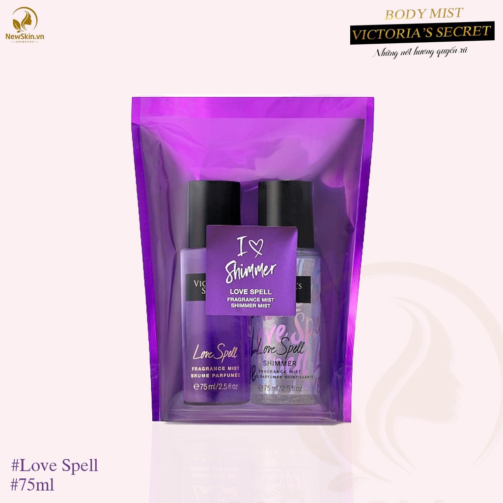 Set 2 Xịt Thơm Nước Hoa Victoria’s Secret I Love Shimmer Mini Fragrance Mist Gift 75ml