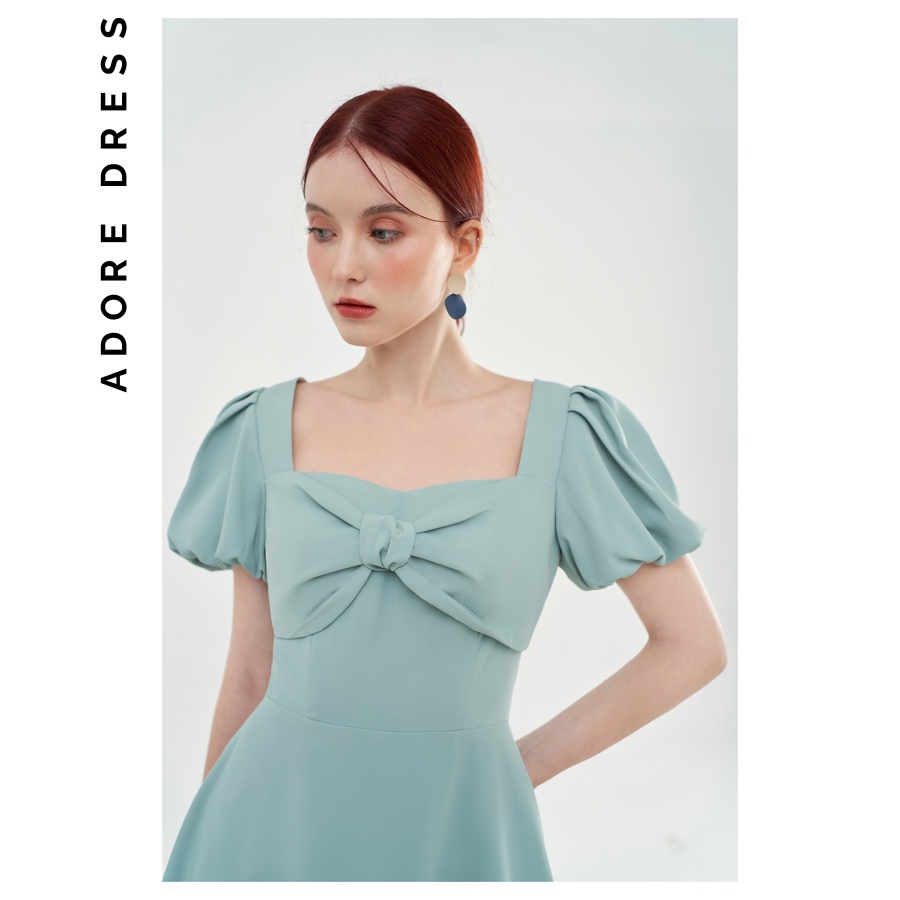 Đầm lụa xanh mint basic nơ ngực 2VA1018 ADORE DRESS