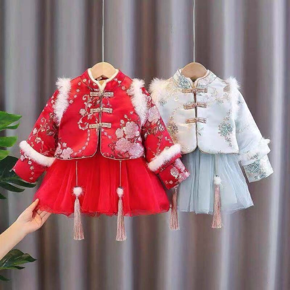 Hàng Mới Về Đầm Hán Phục Thời Trang Thu Đông Phong Cách Dân Tộc Mới Cho Bé Gái 1-3 Tuổi  Tuổi