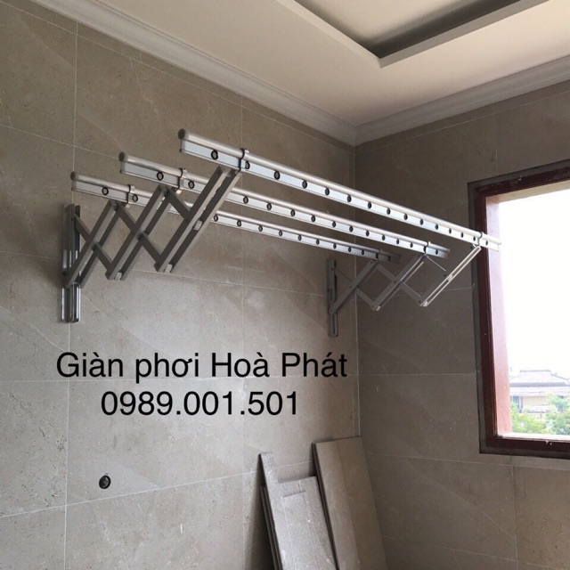 Giàn phơi xếp ngang nhôm dày, tay đỡ đôi cải tiến