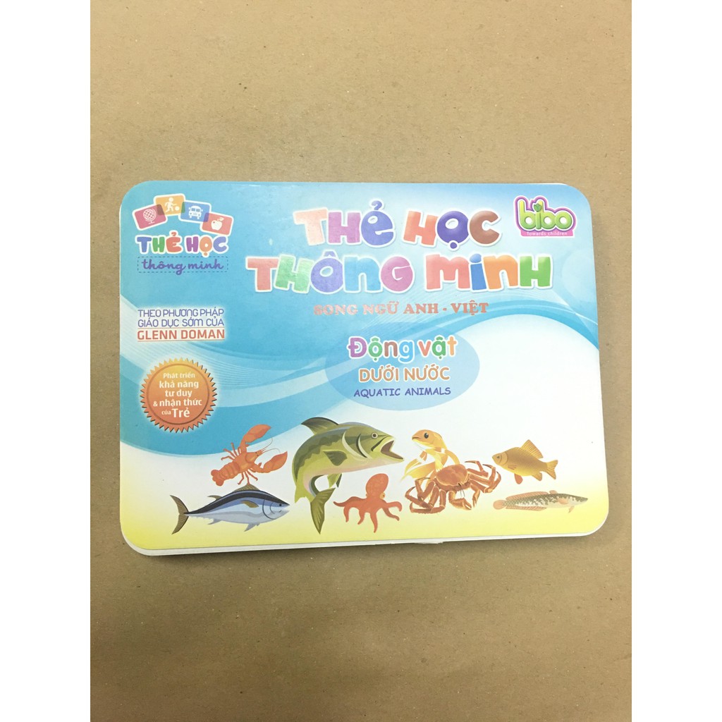 Flash card cho bé - thẻ học thông minh song ngữ anh- việt , động vật dưới nước