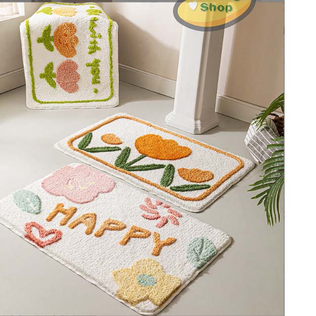 [Cao Cấp] Thảm Bông Cashmere Trải Sàn Lau Chân Mềm Mịn