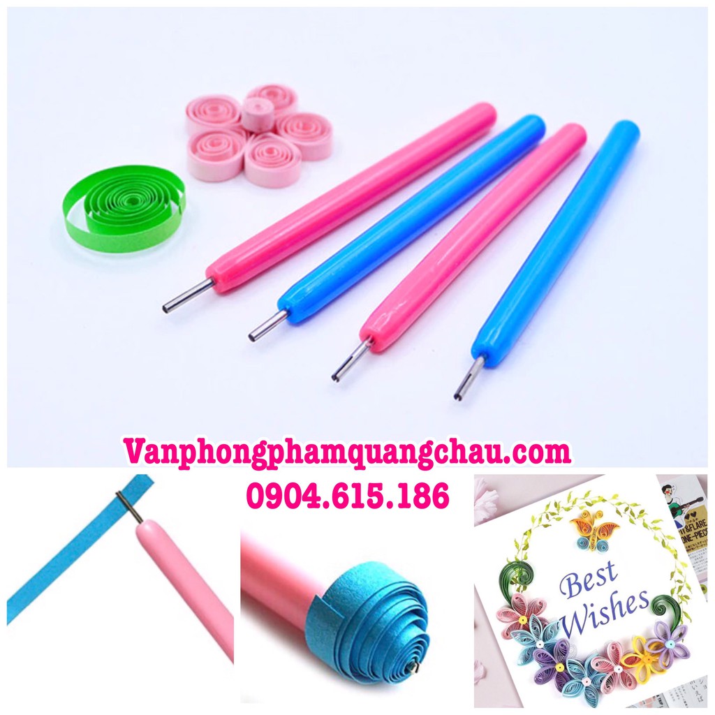 Que cuốn quilling, que nhọn cán nhựa - 01 chiếc, màu ngẫu nhiên