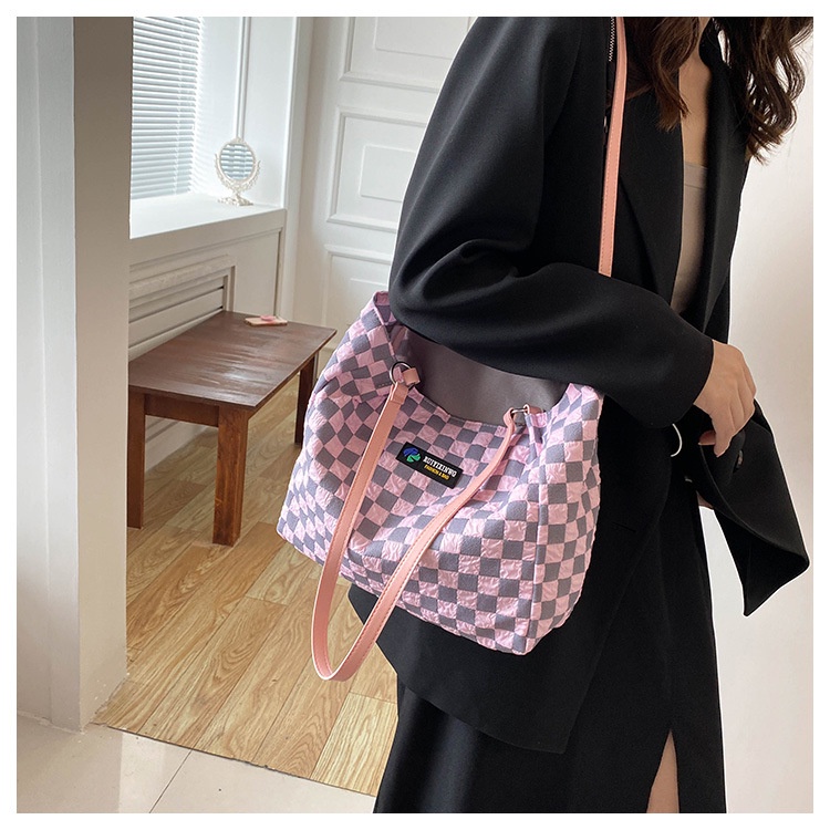Túi xách JASMIN NOIR đeo chéo họa tiết sọc caro đơn giản thời trang xinh xắn dành cho nữ