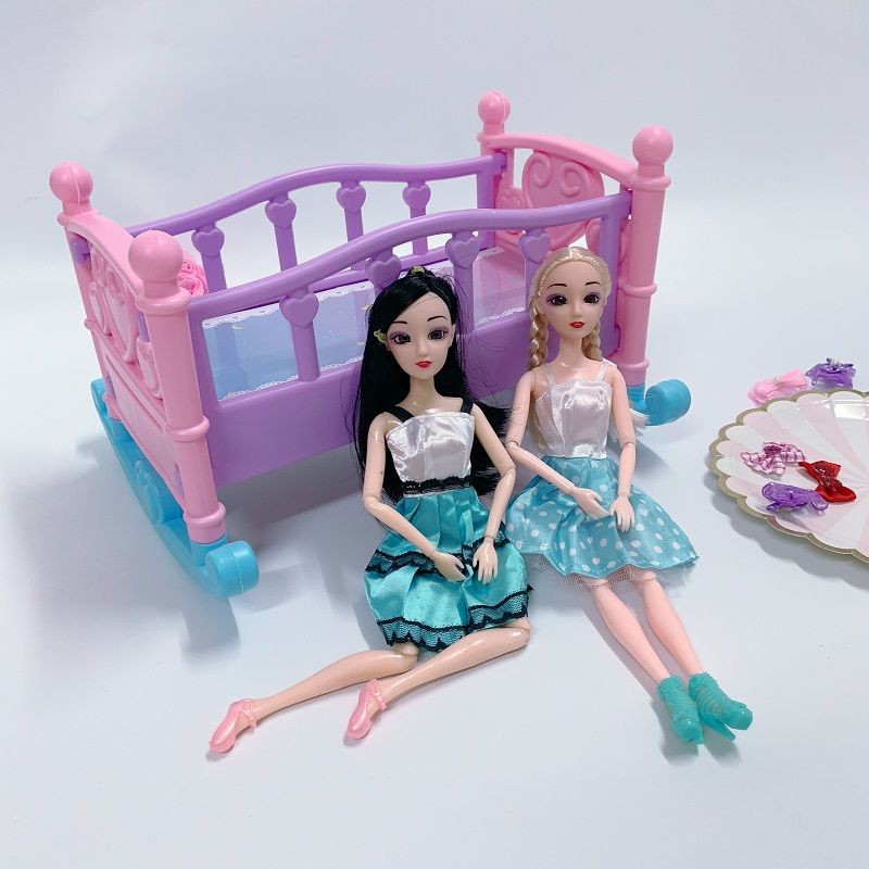 Barbie giường lắc công chúa tầng xích đu bé gái dễ thương trẻ em chơi phụ kiện đồ nhà