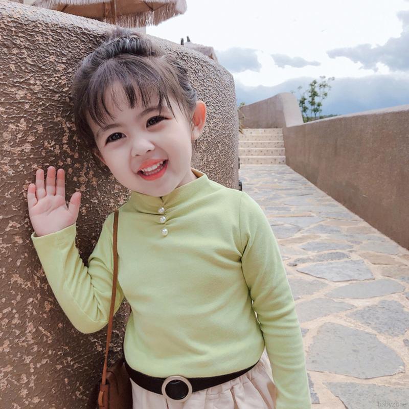 Áo thun màu trơn dễ phối quần áo thời trang dành cho bé gái