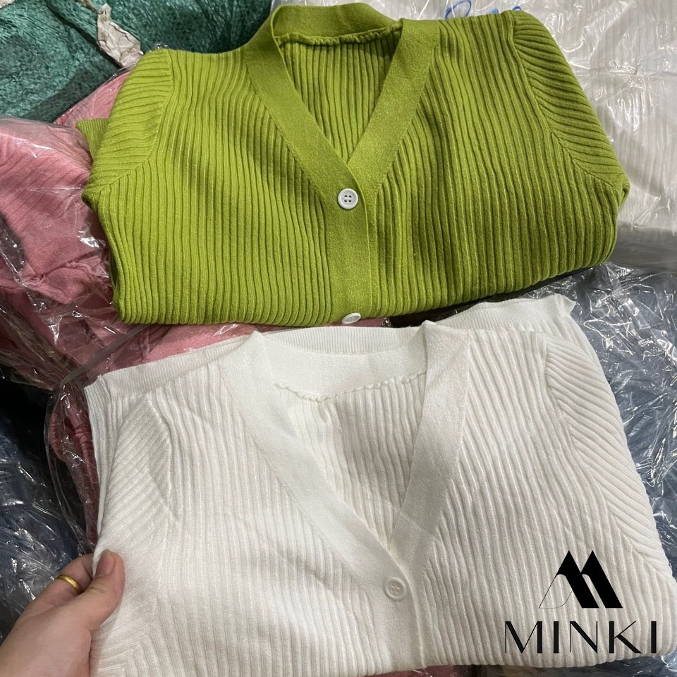 ÁO CARDIGAN LEN CÚC TRẮNG - LEN CAO CẤP CO GIÃN SIÊU TỐT - MÀU XANH/ HỒNG/ TRẮNG | BigBuy360 - bigbuy360.vn