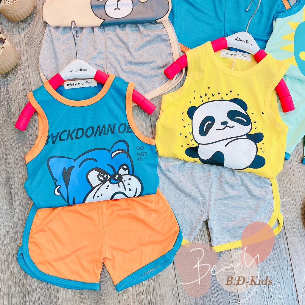 [Bé 7-26kg] Bộ ba lỗ thun lạnh in hình quần vát cho bé trai bé gái từ 7-27kg - hàng Minky Mom mềm mịn mát