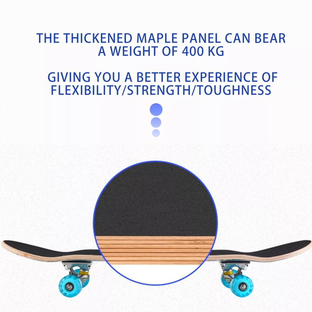 Ván Trượt Thể Thao Skateboard Có Đèn Led Phát Sáng - Ván Trượt Người Lớn Mặt Nhám Cao Cấp Chất Liệu Gỗ Phong Ép 7 Lớp