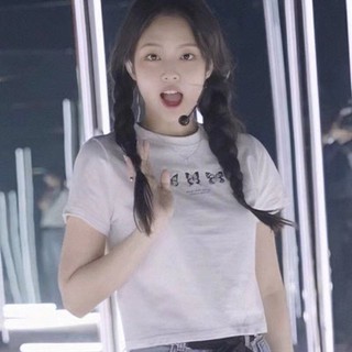 jennie blackpink Áo thun nữ ngắn tay cổ tròn thời trang Hàn Quốc giống