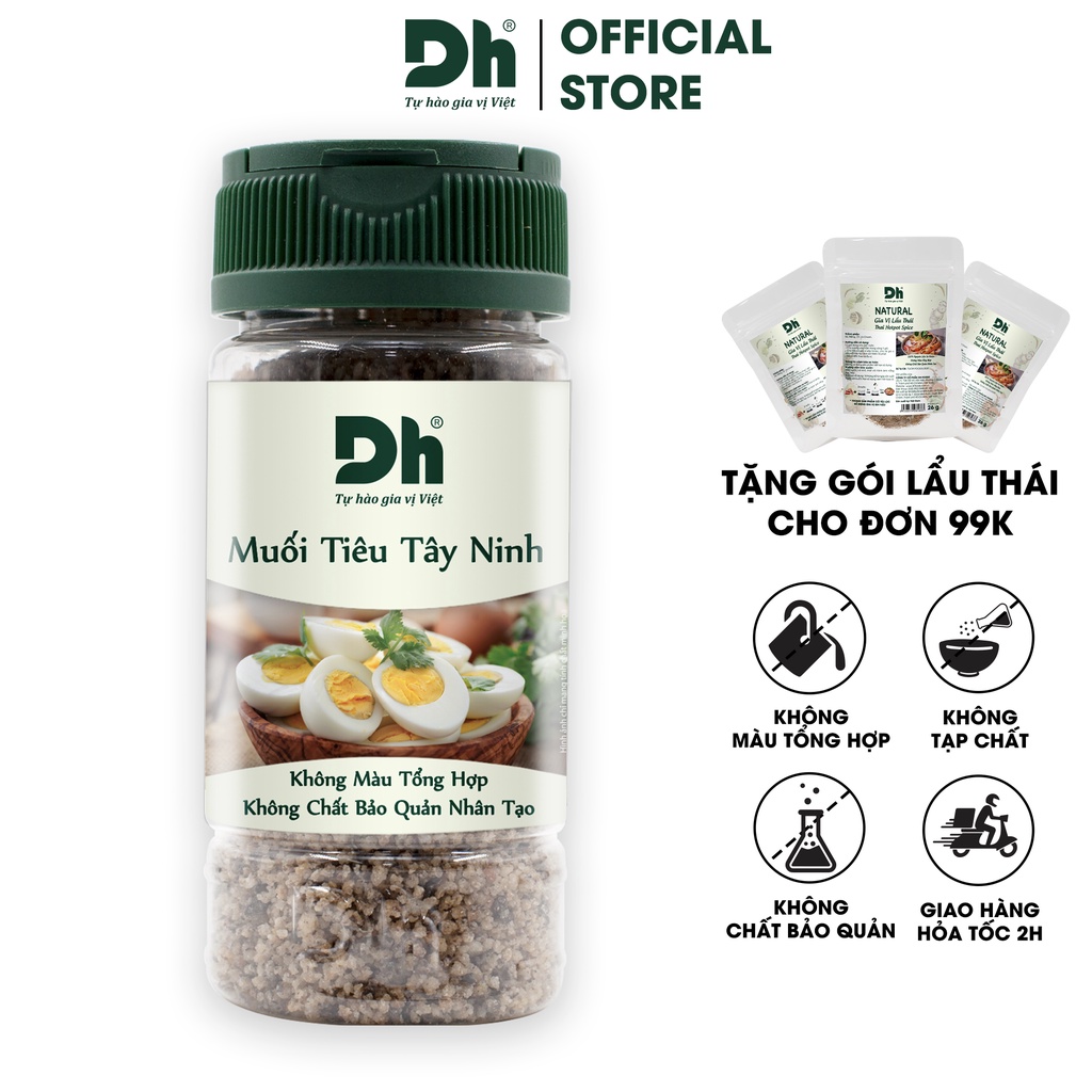 Muối tiêu Tây Ninh Dh Foods muối chấm hoa quả, rau củ, trứng luộc vị mới lạ 60gr/120gr