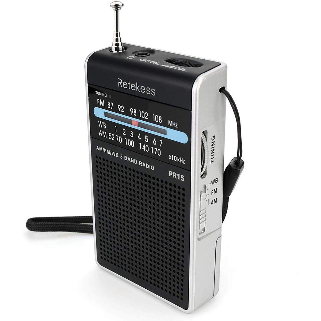 Đầu Máy Radio Retekess PR15 FM AM NOAA Kiểu Dáng Mini Cầm Tay Có Cảnh Báo Thời Tiết