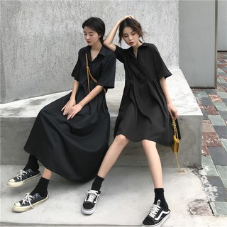 (ORDER) Váy sơ mi dáng babydoll đơn giản năng động style retro Hong Kong đôi bạn thân