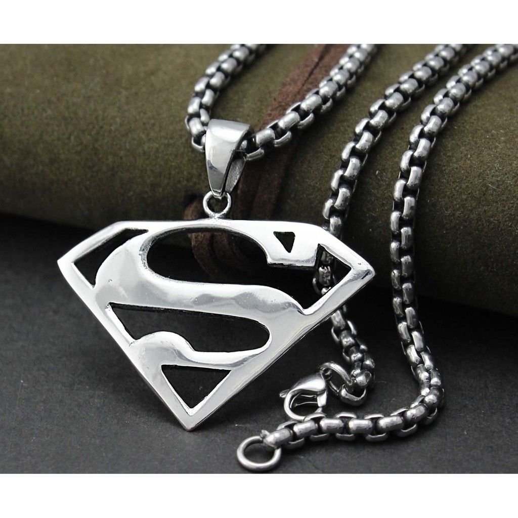 Vòng cổ 3mm Bằng Thép Không Gỉ Mặt Hình superman Màu Vàng / Bạc Thời Trang Cho Nam Và Nữ