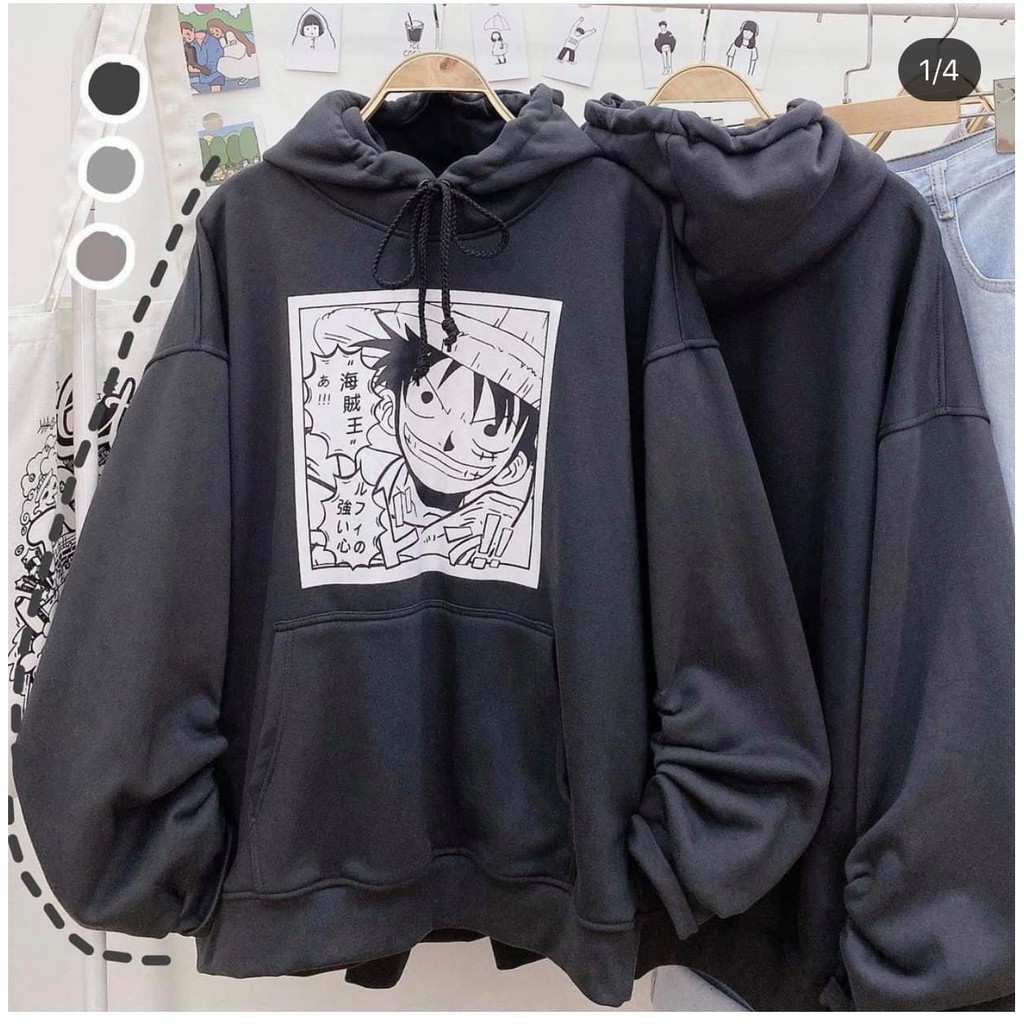 Áo nỉ luffy đen trắng | BigBuy360 - bigbuy360.vn