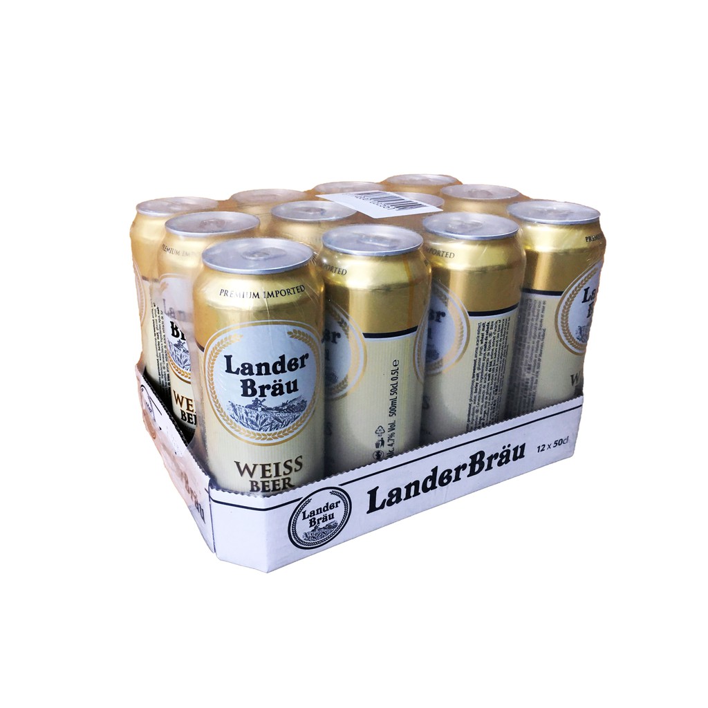 Thùng 12 Lon 500ml Bia Lander Brau Weissbeer  4,7 độ