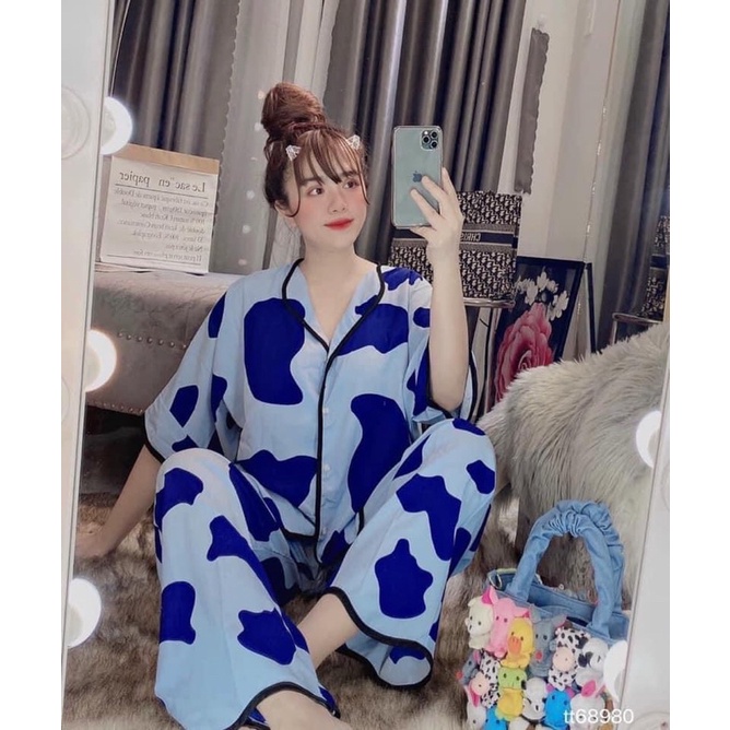 bộ đồ ngủ bò sữa lụa cao cấp xịn xò
