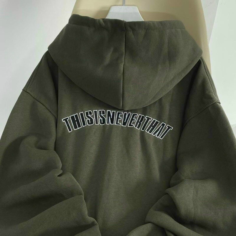 Áo Khoác Nỉ Lót Bông Dây Kéo thêu chữ THISISNEVERTHAT form rộng ullzang Unisex shopmap