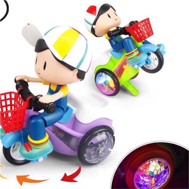 Đồ Chơi Em Bé Đi Xe Đạp Xoay 360 độ, Phát nhạc, Phát Sáng