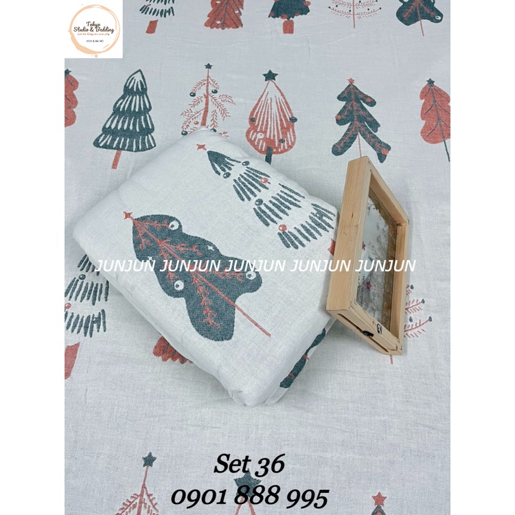 N18_SET Chăn Ga Gối vải Xô Organic cotton dòng Basic