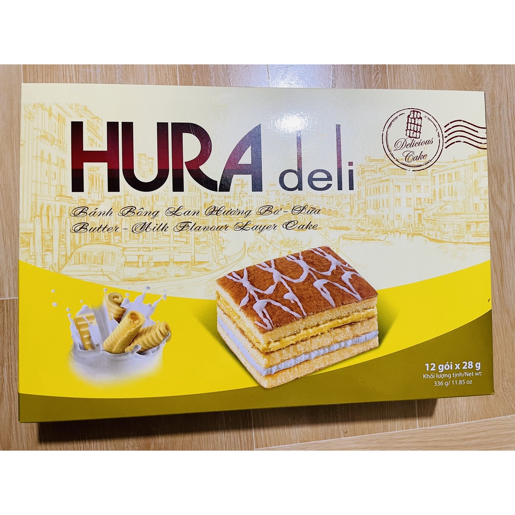 Bánh bông lan Hura Deli hộp 336g - 12 cái