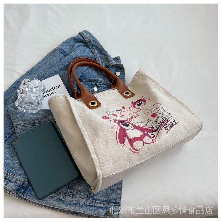 Túi Tote Vải Canvas Kích Thước Lớn Phong Cách Hàn Quốc Mới 2022